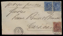 VENEZUELA. 1895 (Dec). Puerto Caballo - Caracas. Scarce Internal Local Env Fkd 10c X2 + 5c = 25c Rate Cancelled By Frenc - Venezuela