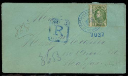 VENEZUELA. 1883 (18 March). Puerto Cabello - Canada. Reg Env Single Frnaked 1 Bolivar Green, Tied Blue Cds. Correct Reg  - Venezuela