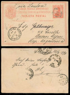 VENEZUELA. 1896. C. Bolivia - Argentina. 10c Stat Card. Via Port Of Spain / Trinidad - Barbados - Brazil. - Venezuela