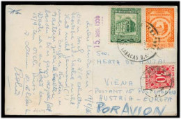 VENEZUELA. 1956. Caracas - Austria. Fkd Taxed PPC + P Due Tied. Arrival Fine Comb. - Venezuela