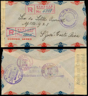 VENEZUELA. 1942 (March). Caracas - Costa Rica. Official Registered Censored Airmail Stampless Env. Via Canal Zone. Modif - Venezuela