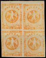 VENEZUELA. 1863 - 5. 1/2r Orange Block Of Four Mint With Gum, Margin Border At Top (Yv 10* X4). - Venezuela