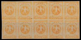 VENEZUELA. 1863 - 5. 1/2r Orange, Mint O.g. Block Of 10, Good Margins All Around. (Yv 10* X10). VF. - Venezuela