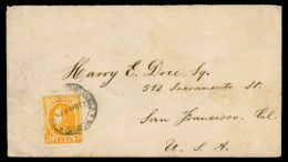 VENEZUELA. 1882c(May). Cover To San Francisco, USA Bearing 1880 25c Yellow Orange Tied By Caracas Cds In Black. Reverse  - Venezuela