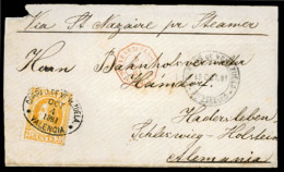 VENEZUELA. 1881(Oct 4th). Cover Endorsed ‘Via St. Nazaire, Per Steamer’ Franked By Single 1880 25c Yellow Orange Tied By - Venezuela