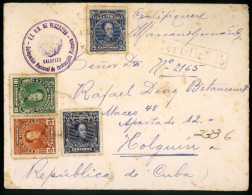 VENEZUELA. 1927 (Nov). VENEZEULA - CUBA. Calaboza To Holguin / Cuba. Registered Envelope Franked Multicolor Issue With C - Venezuela