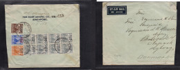 STRAITS SETTLEMENTS SINGAPORE. 1946 (7 Sept) BMA. Sing - Denmark, Nyborg. Air Reverse Multifkd Env. Fine. - Singapore (1959-...)