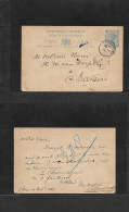 STRAITS SETTLEMENTS SINGAPORE. 1888 (Dec 14) Singapore - Batavia, Dutch Indies. 3c Blue Stat Card, Cds + Arrival. - Singapore (1959-...)