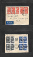 STRAITS SETTLEMENTS SINGAPORE. 1937 (18 June) Sing - Malta, Naval Victualling Yard (29 June) Air Front + Reverse Multifk - Singapore (1959-...)