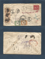 STRAITS SETTLEMENTS SINGAPORE. 1926 (March 10) USA, Venice, LA - Singapore - Italy. US Fkd Env + Doble Forwarded Taxed S - Singapore (1959-...)