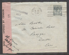 STRAITS SETTLEMENTS SINGAPORE. 1939 (2 Nov). Singapore - Eire, Dublin. Fkd Env 8c Depart Censor Cachet Irish Pink Censor - Singapur (1959-...)