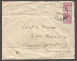 STRAITS SETTLEMENTS SINGAPORE. 1952 (9 June). Sing - USA (15 July). Env Fkd 10c Pair Cds. - Singapour (1959-...)