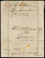 SOUTH AFRICA. 1838 (17 Nov). Capetown - INDIA. EL Fwded On Reverse By Isaac Chase With Red GPO Box + Box Charge. Display - Other & Unclassified