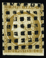 Obl N°1 10c Bistre-jaune, Obl. Gros Points, TB - 1849-1850 Ceres