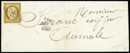 Lettre N°1 10c Bistre-jaune  Sur Lettre Locale, Obl. PC 178 (Aumale, Seine-Inférieure) Et CàD T13 Du 10 Août 1852 (faibl - 1849-1850 Cérès