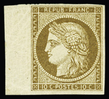 * N°1a 10c Bistre-brun, Bord De Feuille, Neuf *, Très Frais, TB. Signé A.Brun - 1849-1850 Cérès