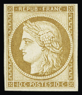 * N°1f 10c Bistre Clair, Réimpression De 1862, Neuf *, TB - 1849-1850 Cérès