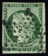 Obl N°2b 15c Vert Foncé, Obl. étoile, TB. Certificat Calves - 1849-1850 Cérès