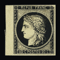 * N°3 20c Noir Sur Jaune, Neuf, Bdf, TB. Signé A. Brun - 1849-1850 Cérès