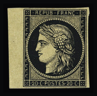 * N°3 20c Noir Sur Jaune, Neuf, Bdf, TB. Signé A. Brun - 1849-1850 Ceres