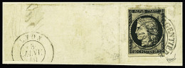 Sur Fragment Càd T14 Largentière 2 Janv 1849 (6) Ardèche Sur N°3 (touché) Sur Fragment Avec Cad Lyon 3 Janvier 49, TB, S - 1849-1850 Cérès