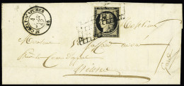 Lettre N°3 OBL Grille + T15 "St Chely D'Apcher 46" Lozère (4 Juin 49) Sur Lettre, Ind 22, TB - 1849-1850 Cérès