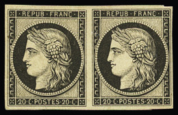 * N°3f 20c Noir, Réimpression De 1862, En Paire Neuve *, TB - 1849-1850 Cérès