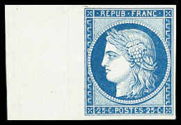 Essai N°4 25c Bleu, Essai Sur Papier Mince, Bord De Feuille, Amincis Sinon TB. Signé Scheller - 1849-1850 Ceres