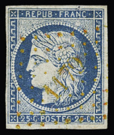 Obl Exceptionnel PC Rouge 1179 D'Entrains-sur-Nohain (Nièvre) Sur N°4 25c Bleu, Bien Margé, TB, RRR - 1849-1850 Cérès