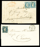 Lettre 2 Lettres : N°4 OBL étoile Muette + T15  "3e Paris 12 (60)" (1852) Et N°4 En Paire OBL étoile Muette + T15 "Paris - 1849-1850 Cérès