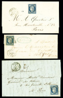 Lettre 5 Lettres AFF N°4 OBL Grille + T15 Châlon-s-Saône, Nérac, Brest, Blaye, Niort, Ens.TB - 1849-1850 Ceres