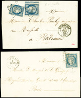 Lettre 4 Lettres AFF N°4 (dont 2 Paires) OBL Grille + T15 Lesparre (1850), T15 Jussey, T15 Alger (1851) Et T15 Lyon (185 - 1849-1850 Ceres