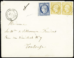 Lettre N°4+13x2 Combinaison 25c Bleu + 10c Empire En Paire (déf.) Pour Payer Le Tarif Du 2è échelon (mention  "8" Gr) à  - 1849-1850 Ceres