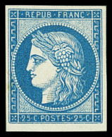 (*) N°4d 25c Bleu, Réimpression De 1862, Neuf Avec Gomme Non Originale, TB - 1849-1850 Cérès