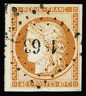 Obl N°5 40c Orange Obl. Petits Chiffres 1863 De Marchenoir (Loir-et-Cher), TTB. Signé JF.Brun - 1849-1850 Cérès