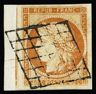 Obl N°5 40c Orange, Voisin, Obl. Grille Propre Sur Petit Fragment, TTB - 1849-1850 Ceres