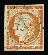 Obl N°5 40c Orange, Obl. PC 752 (Charmes, Vosges), TB, Signé A. Brun - 1849-1850 Cérès