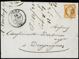 Lettre N°5 40c Orange OBL PC 1334 + T13 Fréjus Var (18.09.1854) Sur Lettre. TB - 1849-1850 Cérès