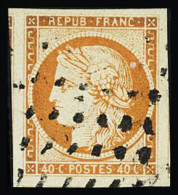 Obl N°5a 40c Orange Vif, Trois Voisins, Obl. Gros Points, TB. Signé A.Brun - 1849-1850 Cérès