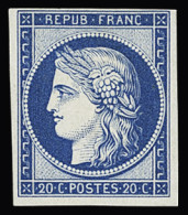 * N°8f 20c Bleu, Non émis, Réimpression De 1862, Neuf *, TB - 1849-1850 Ceres