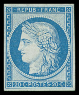 * N°8f 20c Bleu, Non émis, Réimpression De 1862, Neuf *, Léger Pli, TB - 1849-1850 Ceres
