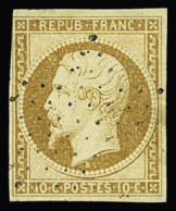 Obl N°9 10c Bistre, Obl. étoile De Paris, Touché En Un Point, TB - 1852 Luigi-Napoleone