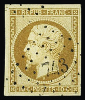 Obl N°9 10c Bistre-jaune, Obl. PC 743 De La-Chapelle-Saint-Denis (Seine), TB. Signé A.Brun - 1852 Louis-Napoleon