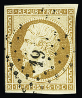 Obl N°9 10c Bistre-jaune, Obl Petits Chiffres, Minuscule Aminci, Aspect TB - 1852 Luigi-Napoleone
