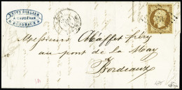 Lettre N°9a 10c Bistre-brun Sur Lettre Locale, Obl. PC 441 (Bordeaux) Et CàD T15 Bordeaux 11 Févr. 1855, TB. Signé JF. B - 1852 Luigi-Napoleone