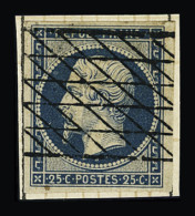 Obl N°10 25 C Bleu, Obl. Grille Sans Fin Sur Petit Fragment, TTB - 1852 Louis-Napoléon