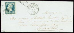 Lettre N°10 OBL PC 3463 + Cursive "37 Valbonnais" + T15 "La Mure D'Isère (37)" (1853) Sur Lettre. TB - 1852 Louis-Napoleon