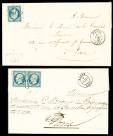 Lettre 2 Lettres : N°10 OBL PC 410 + T15 Blaye (Gironde, 11 Mai 1853) Et N°10 En Paire OBL PC 410 + T15 Blaye (8 Mars 18 - 1852 Luis-Napoléon