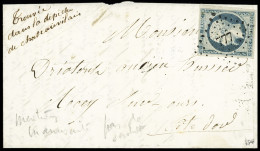 Lettre N°10 25c Bleu Verdâtre (nuance Rare) Obl. PC 777 De Chateau-Villain (Haute-Marne) Sur Lettre Sans Càd De Départ M - 1852 Louis-Napoleon