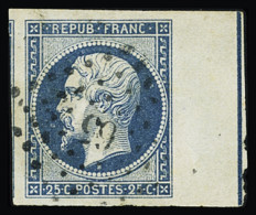 Obl N°10b 25c Bleu, Bord De Feuille Avec Filet D'encadrement, Voisin à Gauche, Obl. PC, TB, R - 1852 Luigi-Napoleone